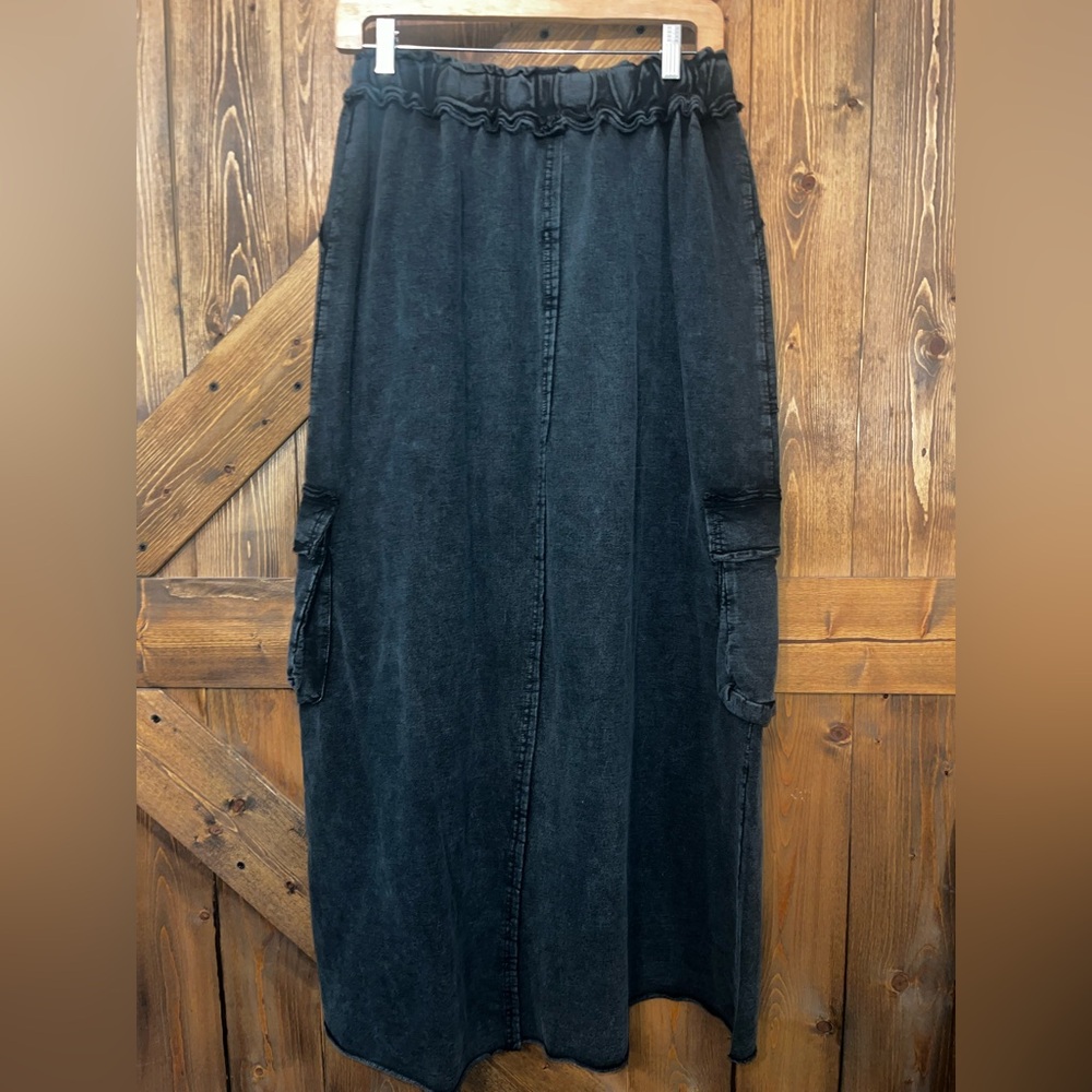 Easel Charcoal Mineral Washed Maxi Skirt - Picture 8 of 8